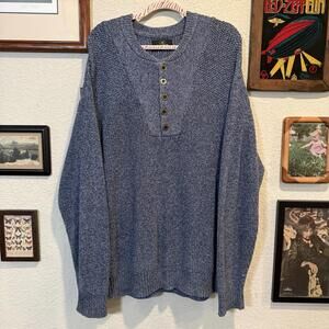 Vintage 80’s RARE Redhead Mens Blue Heavyweight Chunky Knit Fisherman Sweater XL